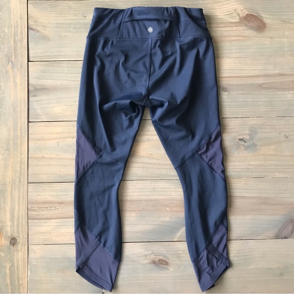 Athleta Aura Sonar Capri Mesh Leggings Navy Blue - Picture 6 of 10